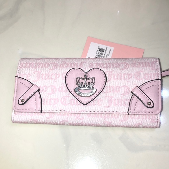Juicy Couture Chiffon Pink Her Majesty Single Gusset Flap Clutch Wallet NWT - Picture 16 of 16